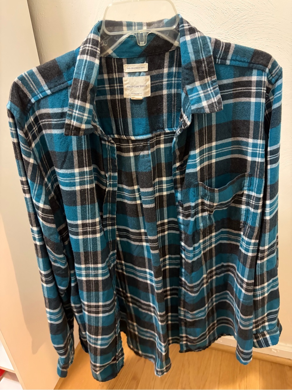American Eagle Women’s Blue Plaid Flannel Shirt